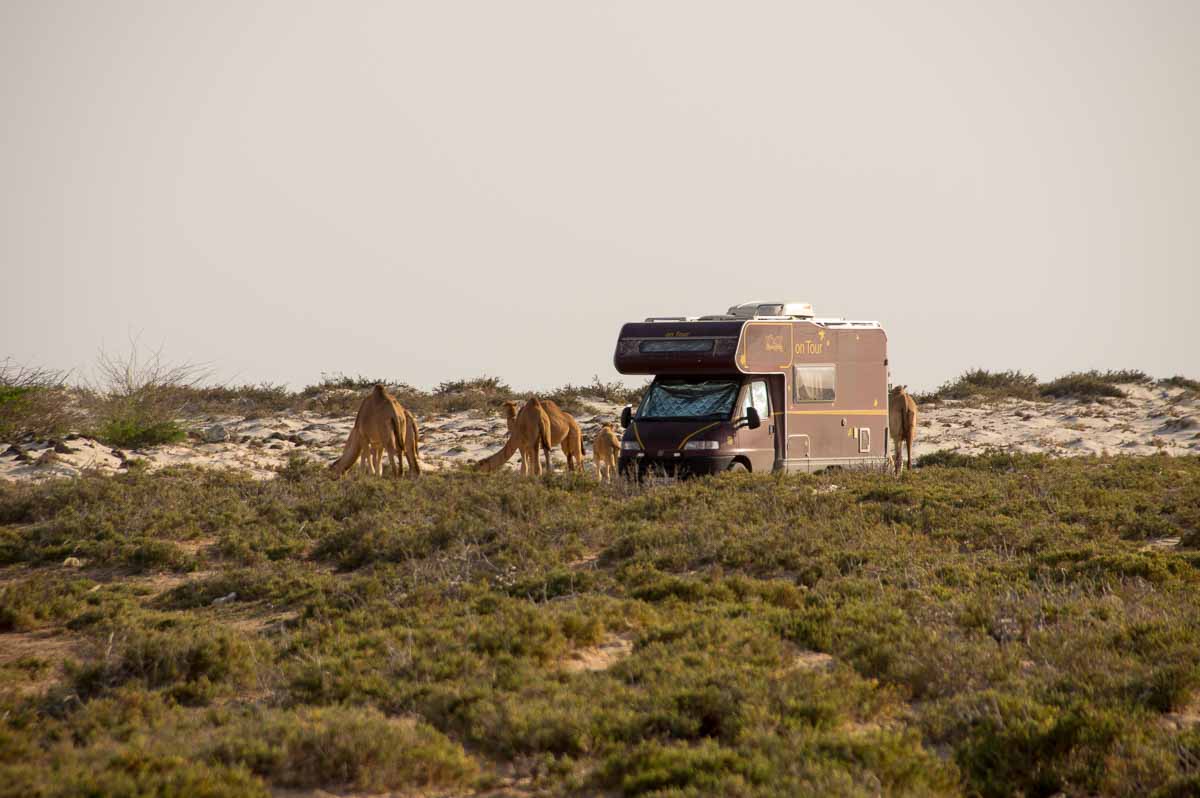 Wohnmobil an einem Strand im Oman