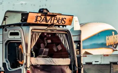 Vanlife Vibes aus dem RaveBus: Christian hat sein Klavier und Mischpult immer dabei